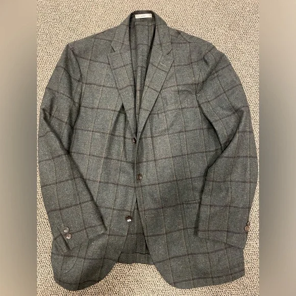 BOGLIOLI Made in Italy Deconstructed Wool-Cashmere Check Dover Jacket Size 48